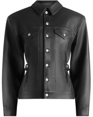 Manière De Voir Karla Wax-Effect Cinch-Waist Jacket - Black