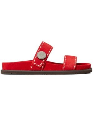 Tory Burch Romy Topstitch Sport Slide - Rosso