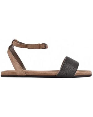 Brunello Cucinelli Sandalen Mit Perlen - Weiß