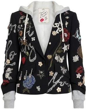 Cinq À Sept Khloe Embellished Hooded Blazer - Black