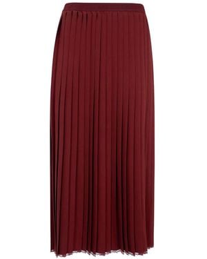 Twinset Pleated Logo-Waistband Midi Skirt - Red