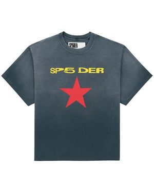 Sp5der Logo-Print T-Shirt - Blue