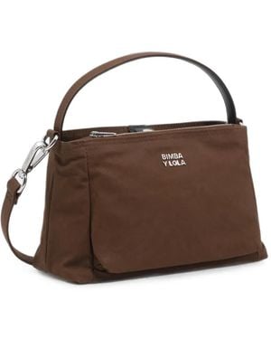 Bimba Y Lola Dark-Khaki Cotton Mini Slouch Bag - Brown