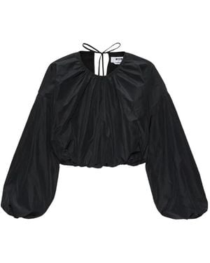 MSGM Gathered Balloon-Sleeves Blouse - Black