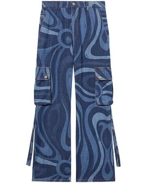 PUCCI Cargo-Jeans Mit Marmo-Print - Blau