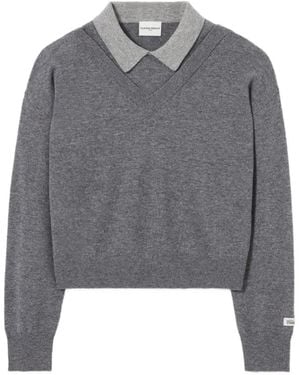 Claudie Pierlot V-Neck Wool Sweater - Grey