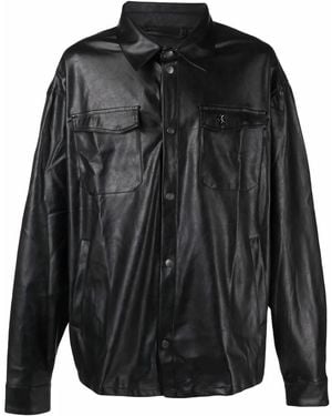 Daily Paper Long-Sleeved Faux-Leather Shirt - Black