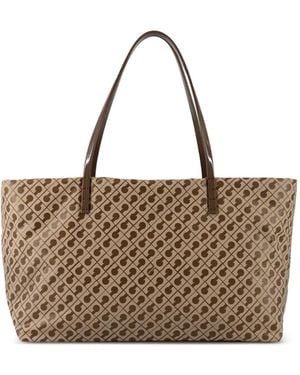 Gherardini Medium Cabas Monogram-Print Tote Bag - Brown
