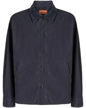 Missoni Cotton Canvas Overshirt With Zigzag Collar Detail - Blue