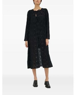 Résumé Tie-Front Long-Sleeved Midi Dress - Black