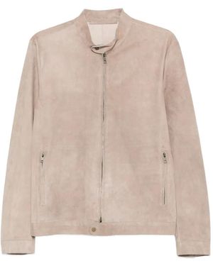 Salvatore Santoro Zip-Up Suede Jacket - Natural