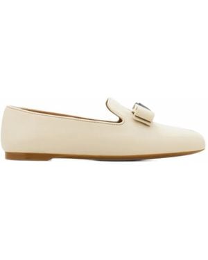 Ferragamo Vara Bow Loafers - White