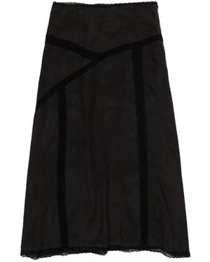 Bimba Y Lola Lace-Trim Midi Skirt - Black