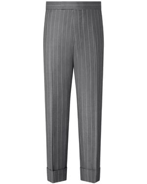 Thom Browne Chalk-Stripe Wool Trousers - Grey