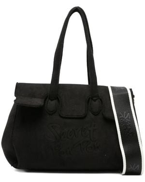 Secret Pon-pon Logo-Embossed Tote Bag - Black
