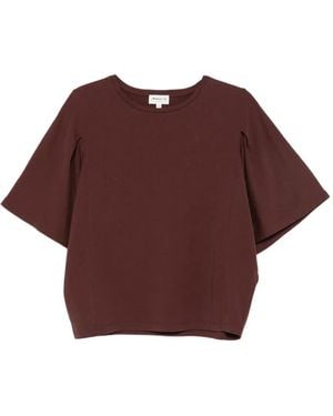 MAISON 123 Pleated Flutter-Sleeve T-Shirt - Purple