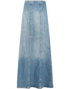 Haikure Seamed Denim Midi Skirt - Blue