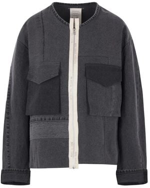 Kuro Asymmetric Frayed Jacket - Black