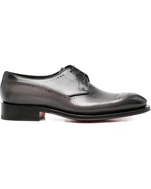 Santoni Derby Con Dettaglio Brogue - Bianco