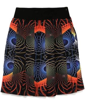 agnès b. Graphic Print Pleated Skirt - Black