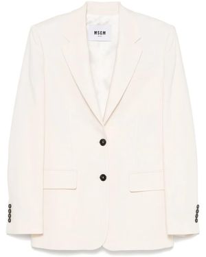 MSGM Single-Breasted Blazer - Natural
