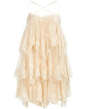 Aje. Ophelia Tiered Lace Mini Dress - White