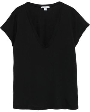 James Perse カットオフエッジ Vネックtシャツ - ブラック