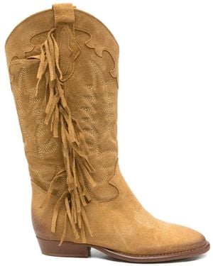 GISÉL MOIRÉ Stivali Oklahoma Con Frange - Neutro