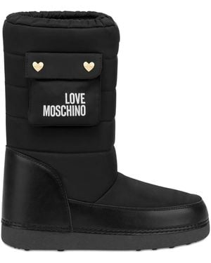 Love Moschino Quilted Pocketed Boots - Black