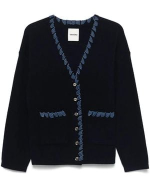 Sandro Denim-Trim Cardigan - Blue