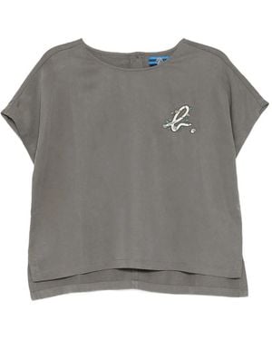 SPORT b. by agnès b. Logo-Embroidered Blouse - Grey