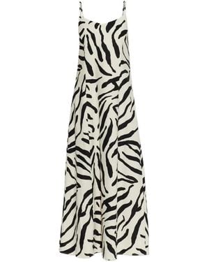 Gestuz Zeona Animal-Print Tie-Back Midi Dress - White