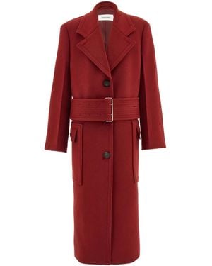 Ferragamo Cappotto Con Cintura - Rosso
