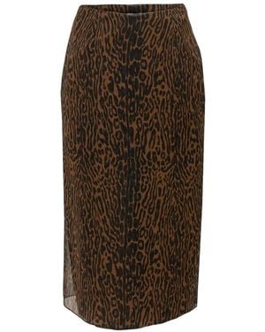 Carolina Herrera Leopard-Print Silk Midi Skirt - Brown