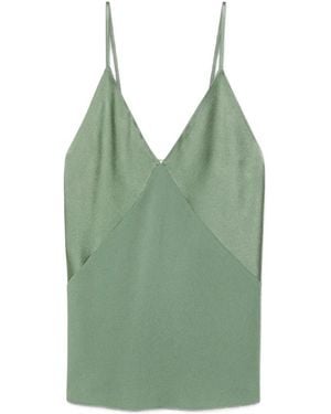 forte_forte Satin V-Neck Slip Top - Green