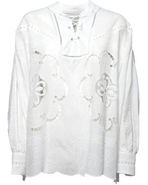 FRONT STREET 8 Floral-Embroidered Shirt - White