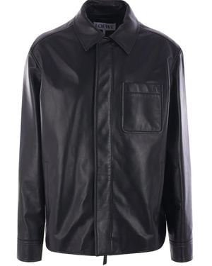 Loewe Leather Shirt Jacket - Black