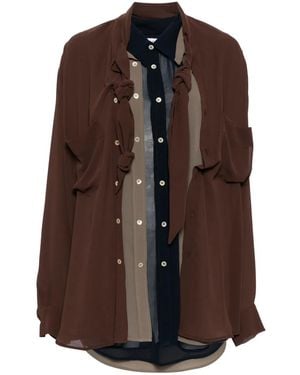 Act No1 Layered Polyester Button-Down Shirt - Brown