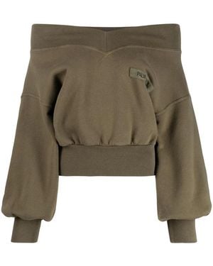 Palm Angels Off-Shoulder Sweatshirt - Green