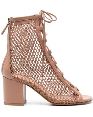 Gianvito Rossi Open-Knit Lace-Up Sandals - Pink