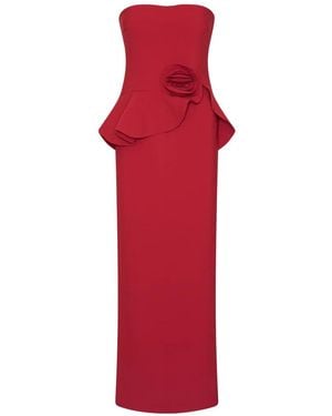 ROTATE BIRGER CHRISTENSEN Long Flower Strapless Dress - Red