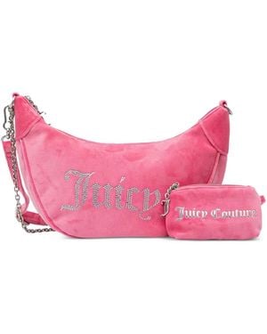 Juicy Couture Kimberly Schultertasche Aus Samt Mit Kristallen - Pink