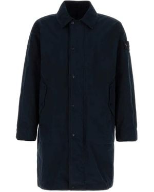 Stone Island Polyester Blend Trench Coat - Blue