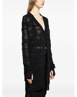 Halo Checked Cardigan - Black