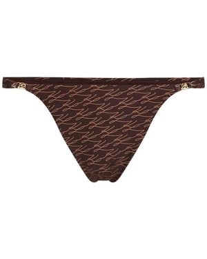KARL LAGERFELD Autograph Cheeky Tanga Bikini Bottom - Brown