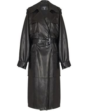 Balmain Gabardina con cinturón - Negro