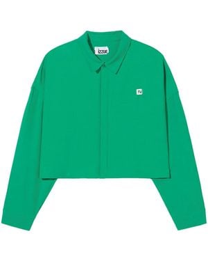 Izzue Logo-Plaque Cropped Shirt - Green