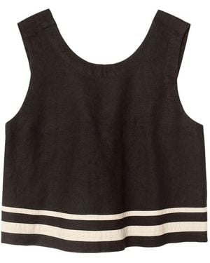 Xirena Leni Striped-Trim Top - Black