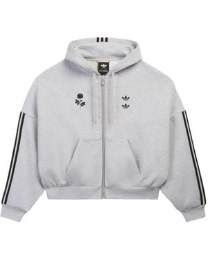 adidas X Willy Chavarria Logo-Print Zip-Up Hoodie - Grey