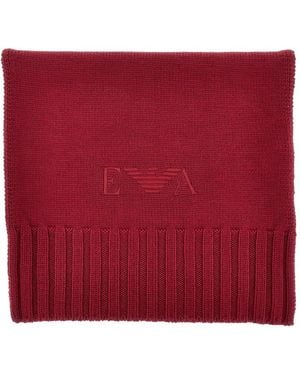 Emporio Armani Logo-Embroidered Ribbed-Knit Scarf